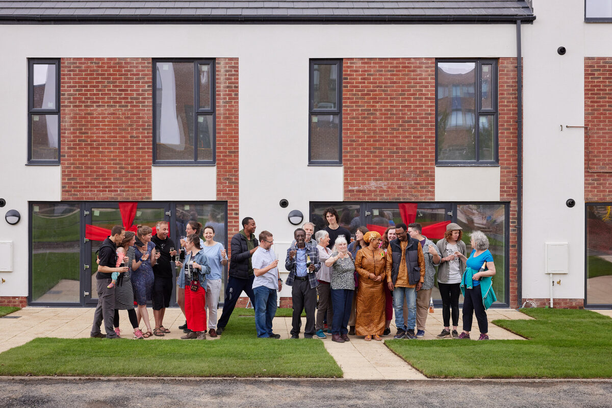 People gathered at the grand opening of Chapeltown Cohousing